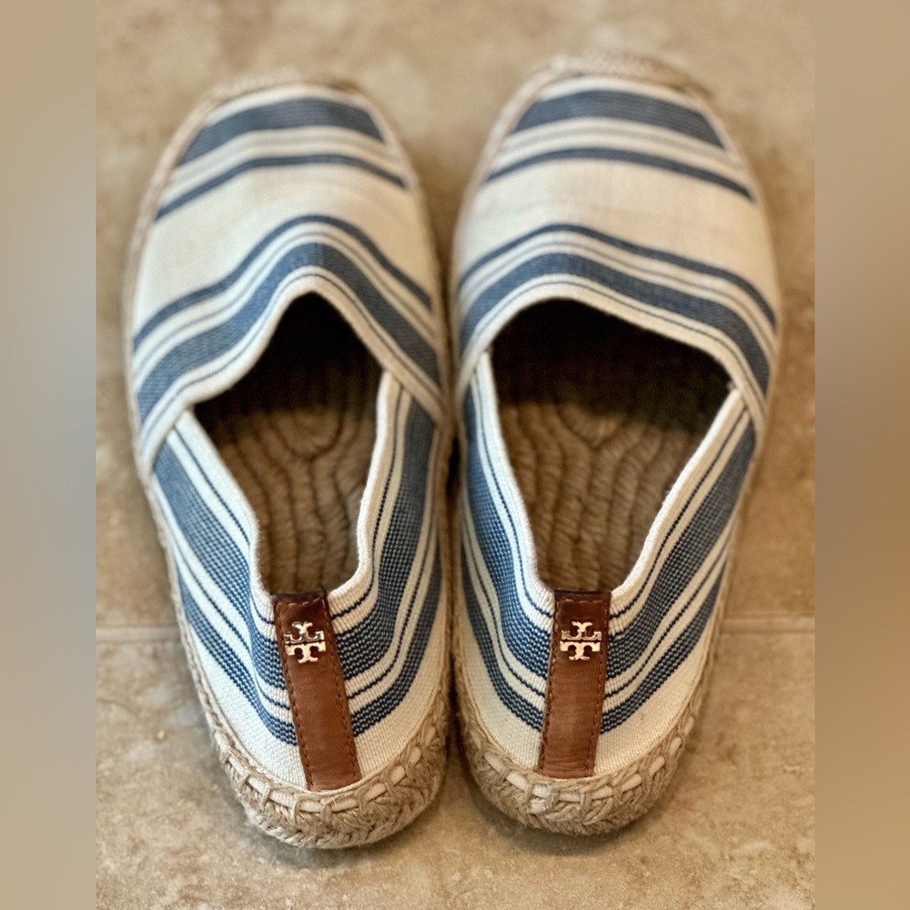 Tory Burch Blue Stripe Espadrilles
